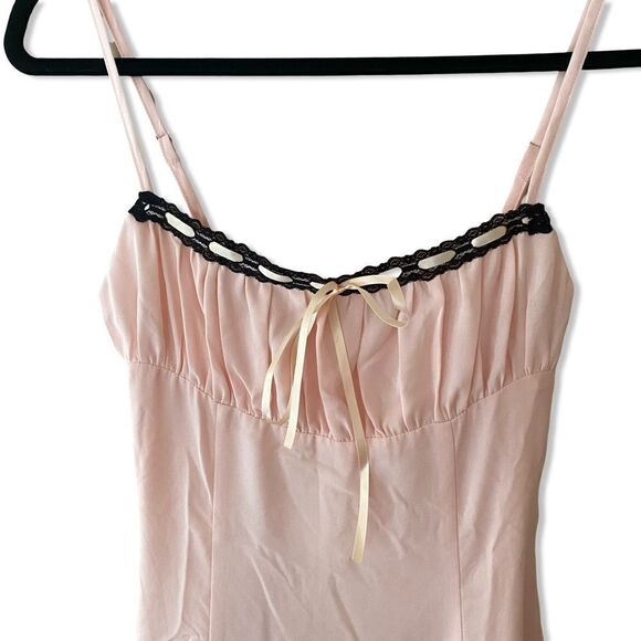 More To Come Mallory Mini Dress in Baby Pink chiffon ribbon tie slip Revolve - Picture 6 of 10